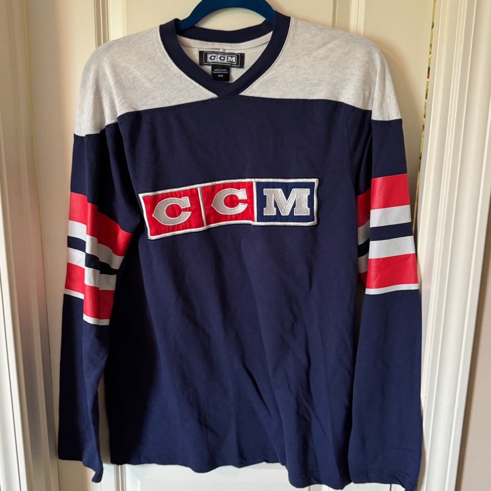 CCM Hockey Rugby Embroidered Patch Ling Sleeve Tee
